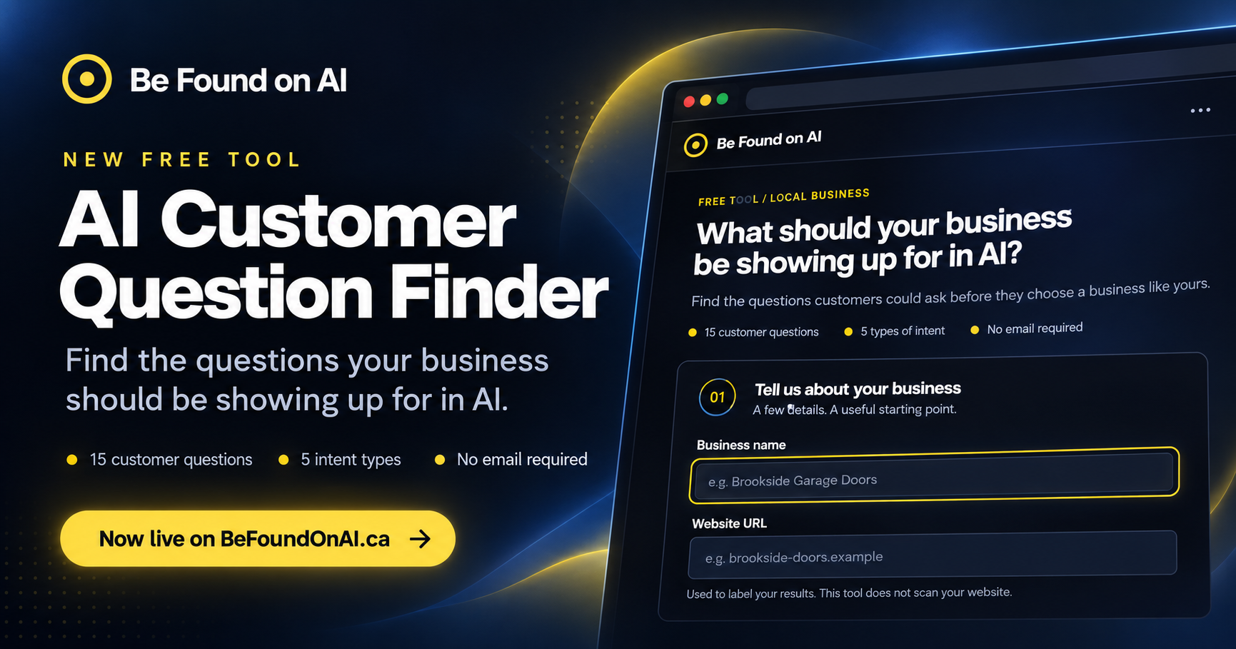 AI Customer Question Finder launch graphic.